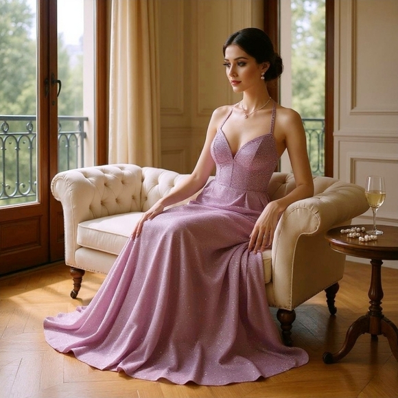 Evening Gown – Windsor – Purple A‑Line Strapless Sweetheart Prom & Wedding Maxi - Picture 3 of 17